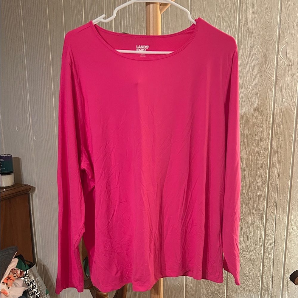 Lands' End Women's Fuchsia Long Sleeve Tee Sun Shirt